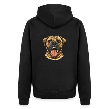Bullmastiff | Cartoon Artwork - Unisex Premium Bio Zip Hoodie - Schwarz - Hinten - Nico (187cm)