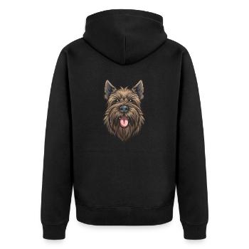 Briard | Cartoon Artwork - Unisex Premium Bio Zip Hoodie - Schwarz - Hinten - Nico (187cm)