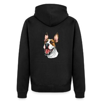 Bullterrier | Cartoon Artwork - Unisex Premium Bio Zip Hoodie - Schwarz - Hinten - Nico (187cm)
