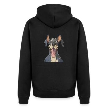 Great Dane | The Great Dane | Cartoon Artwork - Unisex Premium Organic Zip Hoodie - black - Back - Nico (187cm)