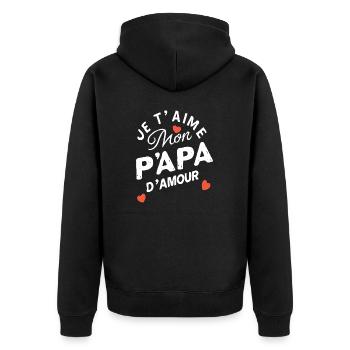 Belle idée cadeau fete des pères anniversaire papa - Veste à capuche bio Premium Unisexe - noir - Dos - Nico (187cm)