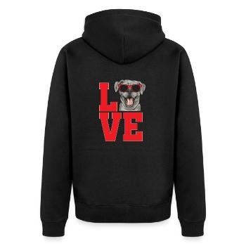 Silberner Labrador Retriever Silberner Lab - Unisex Premium Bio Zip Hoodie - Schwarz - Hinten - Nico (187cm)