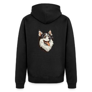 Grönlandhund | Greenland Dog | Cartoon Artwork - Unisex Premium Bio Zip Hoodie - Schwarz - Hinten - Nico (187cm)