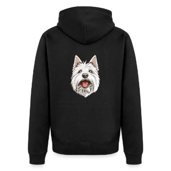 Highland Terrier The West Highland White Terrier - Unisex Premium Organic Zip Hoodie - black - Back - Nico (187cm)