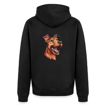 Irish Terrier | Cartoon Artwork - Unisex Premium Bio Zip Hoodie - Schwarz - Hinten - Nico (187cm)