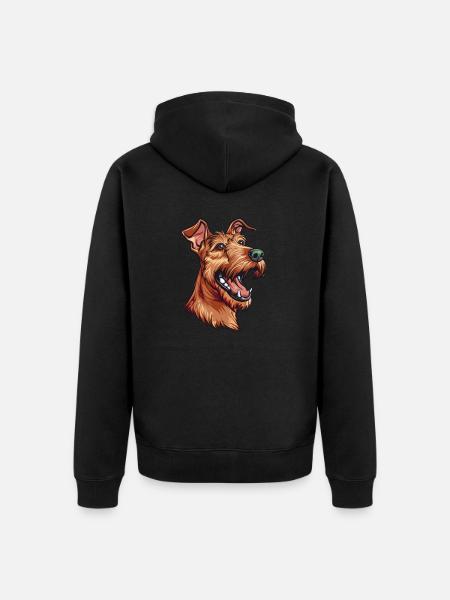 Irish Terrier | Cartoon Artwork - Unisex Premium Organic Zip Hoodie - black