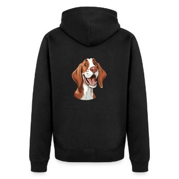 Italienischer Vorstehhund | Bracco Italiano - Unisex Premium Bio Zip Hoodie - Schwarz - Hinten - Nico (187cm)