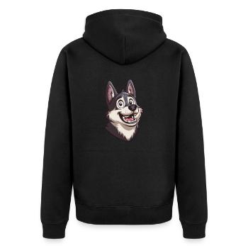 Jämthund Swedish Elkhound Cartoon Artwork - Unisex Premium Organic Zip Hoodie - black - Back - Nico (187cm)