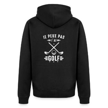 Ich kann nicht haben Ich habe Golf Golfer Golfer Golfer - Unisex Premium Bio Zip Hoodie - Schwarz - Hinten - Nico (187cm)