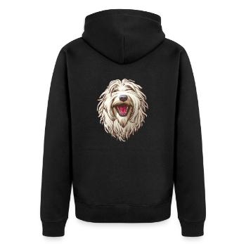 Komondor | Chien de berger hongrois Illustration de dessin animé - Veste à capuche bio Premium Unisexe - noir - Dos - Nico (187cm)