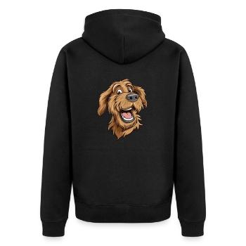 Labradoodle | Cartoon Artwork - Unisex Premium Organic Zip Hoodie - black - Back - Nico (187cm)