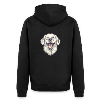 Kuvasz | Cartoon Artwork - Unisex Premium Bio Zip Hoodie - Schwarz - Hinten - Nico (187cm)