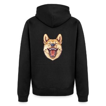 Korea Jindo Dog | Korean Jindo | Cartoon Artwork - Unisex Premium Bio Zip Hoodie - Schwarz - Hinten - Nico (187cm)