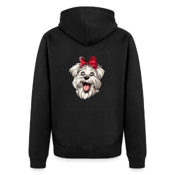 Malteser | Maltese | Cartoon Artwork - Unisex Premium Bio Zip Hoodie - Schwarz - Hinten - Nico (187cm)