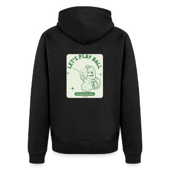 Lass uns Ball spielen. Ein Picle spielt PainntBall - Unisex Premium Bio Zip Hoodie - Schwarz - Hinten - Nico (187cm)