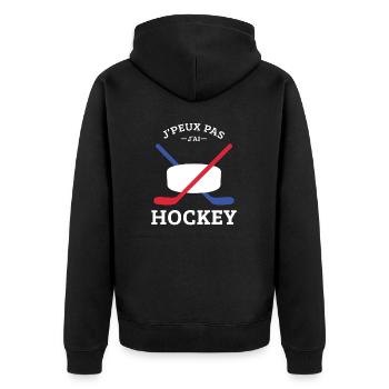 Ich kann nicht Ich habe Hockeyspieler Lustiger Hockeyspieler - Unisex Premium Bio Zip Hoodie - Schwarz - Hinten - Nico (187cm)