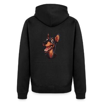 Pinscher | German Pinscher | Cartoon Artwork - Unisex Premium Organic Zip Hoodie - black - Back - Nico (187cm)