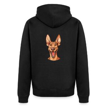 Podenco Canario | Cartoon Artwork - Unisex Premium Bio Zip Hoodie - Schwarz - Hinten - Nico (187cm)