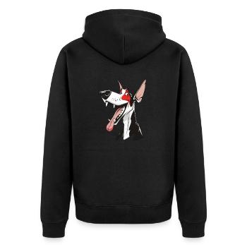 Podenco Ibicenco Ibizan Hound | Cartoon Artwork - Unisex Premium Organic Zip Hoodie - black - Back - Nico (187cm)