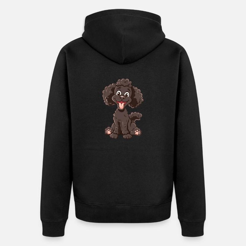 Caniche | Caniche | Dessin animé - Veste à capuche bio Premium Unisexe - noir