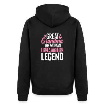 Grandma The Woman The Myth The Legend Gigi Great - Unisex Premium Organic Zip Hoodie - black - Back - Nico (187cm)