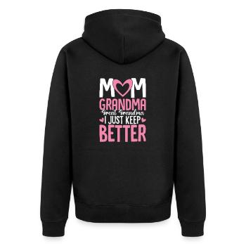 Maman Grand-mère Arrière-Grand-mère Je n’arrête pas de recevoir - Veste à capuche bio Premium Unisexe - noir - Dos - Nico (187cm)