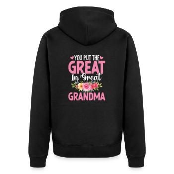 Vous mettez le grand dans l’arrière-grand-mère drôle - Veste à capuche bio Premium Unisexe - noir - Dos - Nico (187cm)