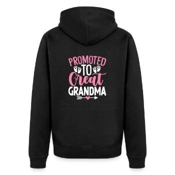 Promoted to be Great Grandma Funny Mamaw - Unisex Premium Organic Zip Hoodie - black - Back - Nico (187cm)