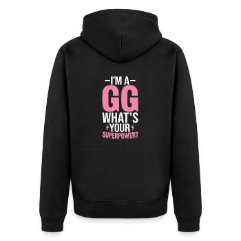 I'm A GG What's Your Superpower Funny Gigi Great - Unisex Premium Organic Zip Hoodie - black - Back - Nico (187cm)