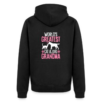 Lustiges Haustier Oma Pawma Welpe Pelz Oma Katze und - Unisex Premium Bio Zip Hoodie - Schwarz - Hinten - Nico (187cm)