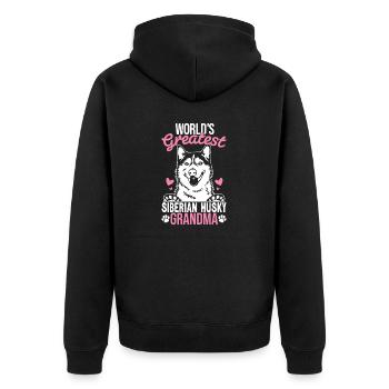 Hund Oma Lustiger Siberian Husky Pawma Pelzhund - Unisex Premium Bio Zip Hoodie - Schwarz - Hinten - Nico (187cm)