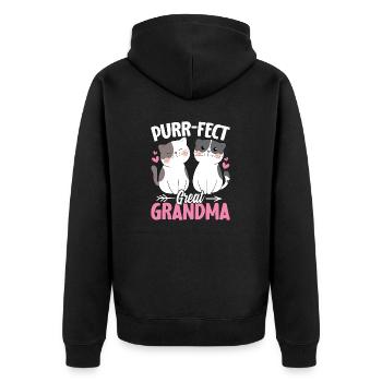 Purrfect Cat Grandma Kitten Funny Great Grandma - Unisex Premium Organic Zip Hoodie - black - Back - Nico (187cm)