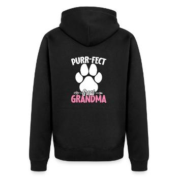Purrfect Cat Grandma Kitten Funny Great Grandma - Unisex Premium Organic Zip Hoodie - black - Back - Nico (187cm)