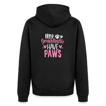 Meine Enkelkinder haben Pfoten lustige Hunde Pelz Oma Hund - Unisex Premium Bio Zip Hoodie - Schwarz - Hinten - Nico (187cm)