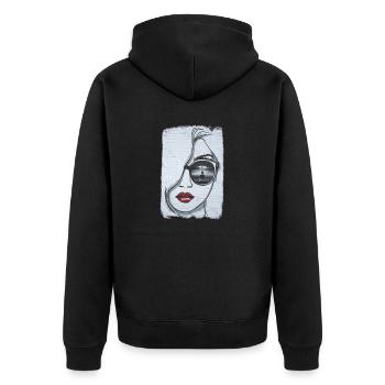 Graffiti-Mädchen in Paris - Unisex Premium Bio Zip Hoodie - Schwarz - Hinten - Nico (187cm)