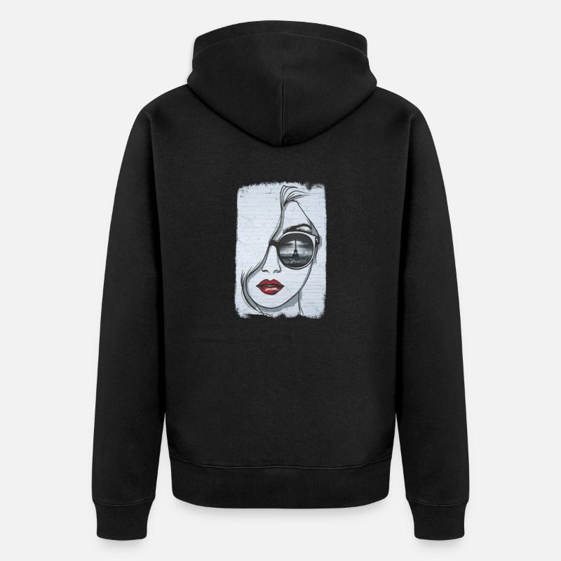 Graffiti-Mädchen in Paris - Unisex Premium Bio Zip Hoodie - Schwarz