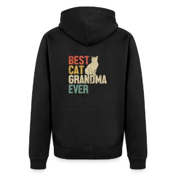 Best Cat Grandma Ever Retro Groovy Grandma Kitten - Unisex Premium Organic Zip Hoodie - black - Back - Nico (187cm)