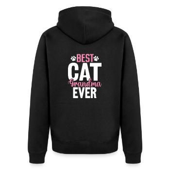 Meilleur chat grand-mère jamais fourrure grand-mère drôle chaton - Veste à capuche bio Premium Unisexe - noir - Dos - Nico (187cm)