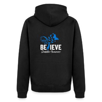 Diabetikerbewusstsein Glauben Sie an Pankreasinsulin - Unisex Premium Bio Zip Hoodie - Schwarz - Hinten - Nico (187cm)