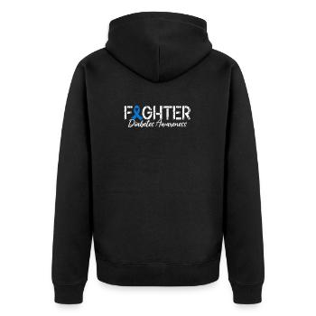 Fighter T1D Warrior Blue Ribbon Nutzlose Bauchspeicheldrüse - Unisex Premium Bio Zip Hoodie - Schwarz - Hinten - Nico (187cm)