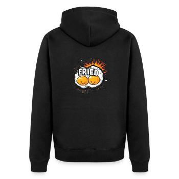 Kawaii Happy Fried Eggs - Unisex Premium Organic Zip Hoodie - black - Back - Nico (187cm)