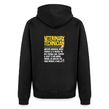 Vet Tech Veterinärmedizin Veterinärtechniker - Unisex Premium Bio Zip Hoodie - Schwarz - Hinten - Nico (187cm)