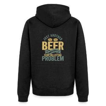 Brews and Coins: A Collector's Perfect Evening - Unisex Premium Organic Zip Hoodie - black - Back - Nico (187cm)