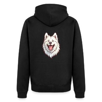 Samojede | Samoyed | Cartoon Artwork - Unisex Premium Bio Zip Hoodie - Schwarz - Hinten - Nico (187cm)