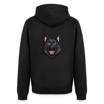 Schipperke | Cartoon Artwork - Unisex Premium Organic Zip Hoodie - black - Back - Nico (187cm)