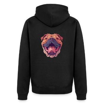 Shar-Pei | Illustration de dessin animé - Veste à capuche bio Premium Unisexe - noir - Dos - Nico (187cm)