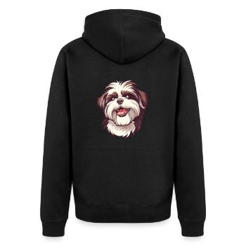 Shih-Tzu | Illustration de dessin animé - Veste à capuche bio Premium Unisexe - noir - Dos - Nico (187cm)