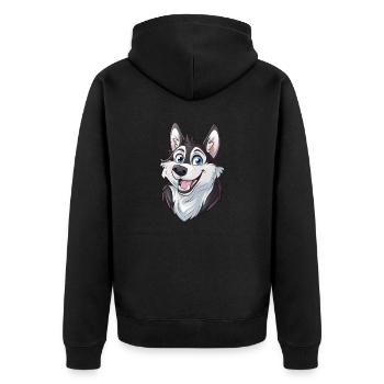 Husky de Sibérie | Illustration de dessin animé - Veste à capuche bio Premium Unisexe - noir - Dos - Nico (187cm)