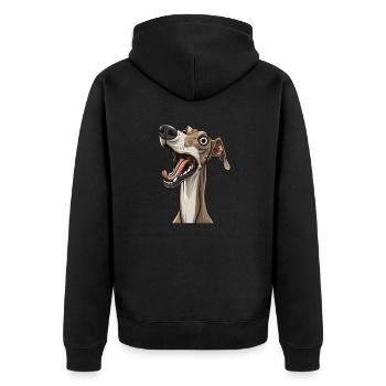 Sloughi | Arabian Greyhound | Cartoon Artwork - Unisex Premium Bio Zip Hoodie - Schwarz - Hinten - Nico (187cm)