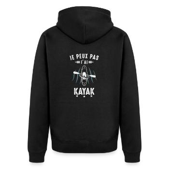 Ich kann nicht Kajak Kajakfahrer Kanu Paddel - Unisex Premium Bio Zip Hoodie - Schwarz - Hinten - Nico (187cm)